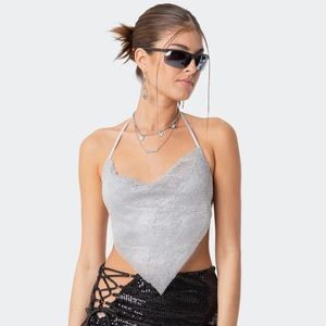 Edikted Diamond Rhinestone Cowl Necktop New With Tags 💎